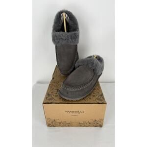 Manitobah Mukluks Sheepskin Shearling Cabin Clogs Womens Size 9 New Charcoal